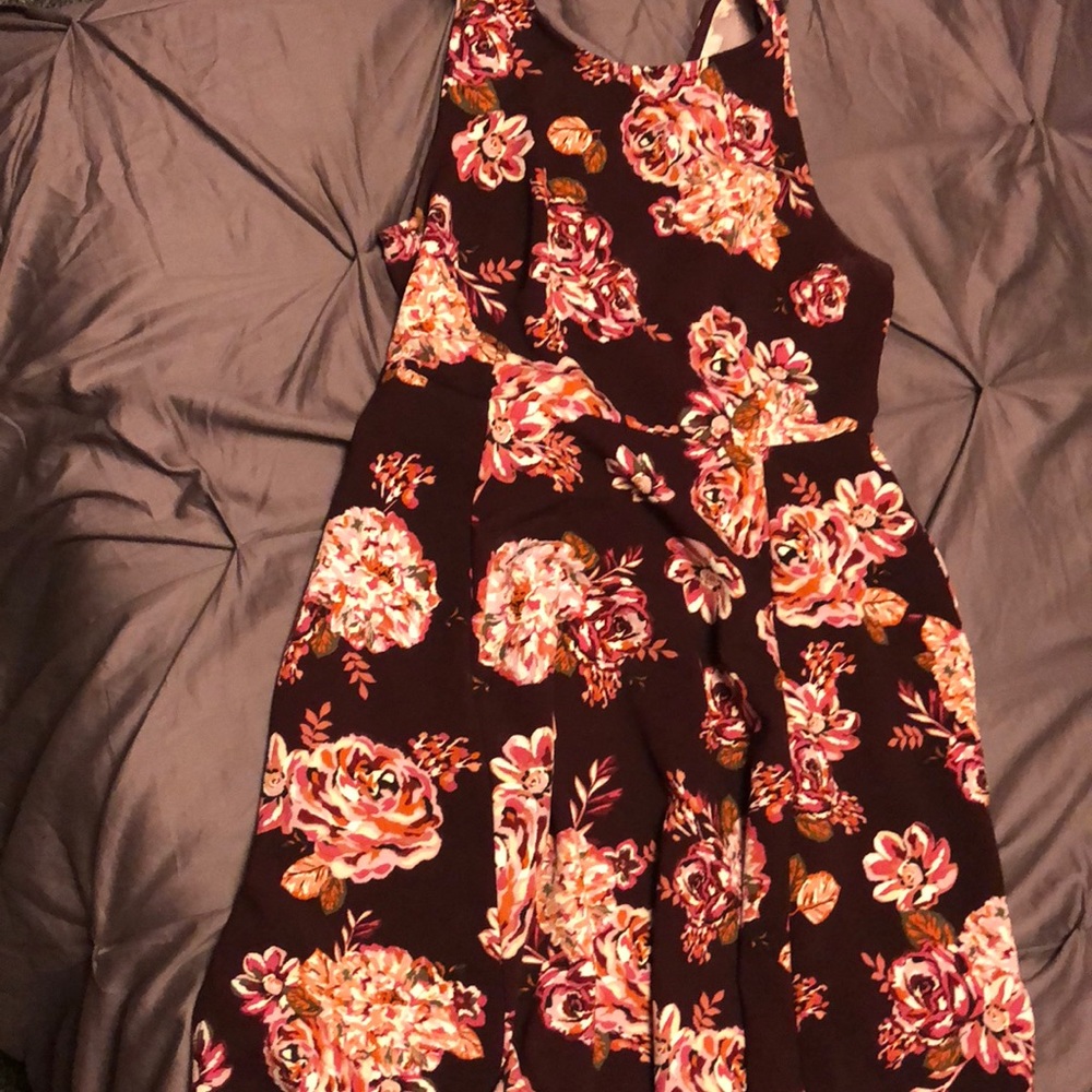 Maroon floral dress
